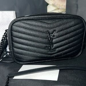 SAINT LAURENT Grain De Poudre Matelasse Monochrome Monogram Mini Lou Camera Bag